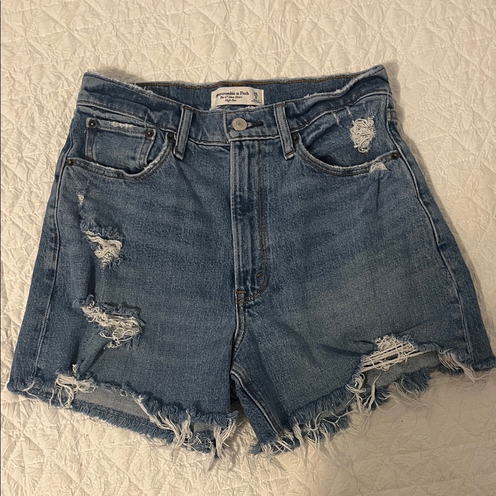 Abercrombie & Fitch Blue Jean Shorts Distressed Raw Hem